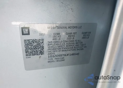 2018 Chevrolet Malibu Lt из США, поврежденный, VIN 1G1ZD5ST8JF149540